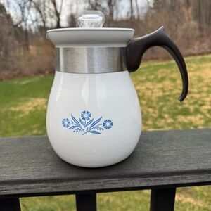Corning Ware 6 cup Cup Coffee Tea Pot Blue Cornflower